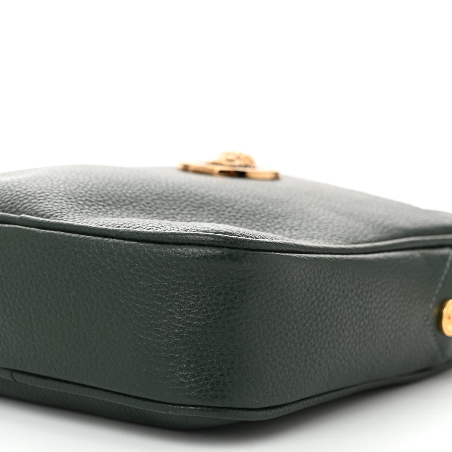 Grained Calfskin Small Medusa Messenger Bag Green