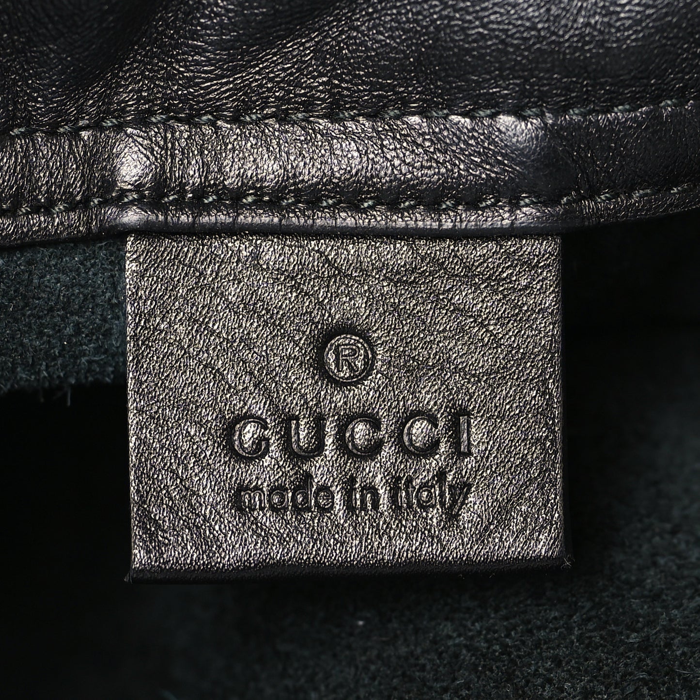 Calfskin Logo Drawstring Backpack Black
