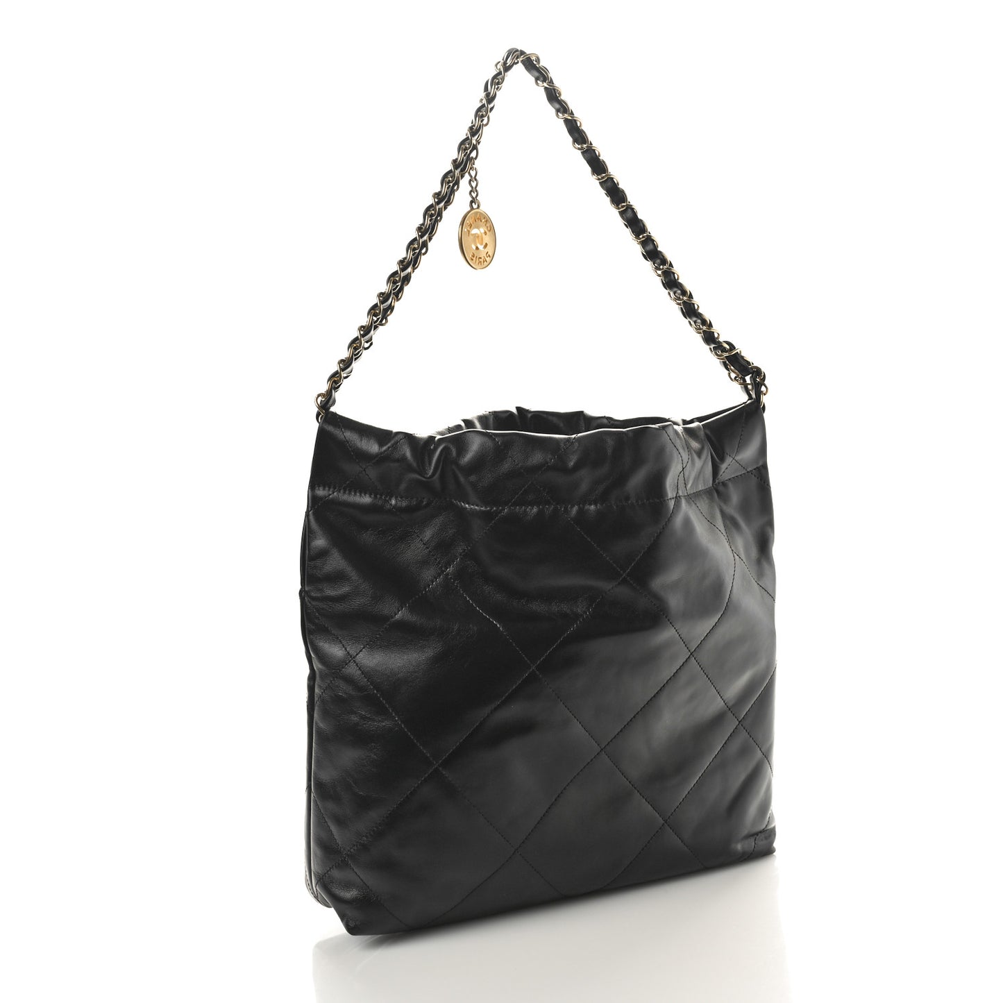 Shiny Calfskin Quilted Small Chanel 22 Black