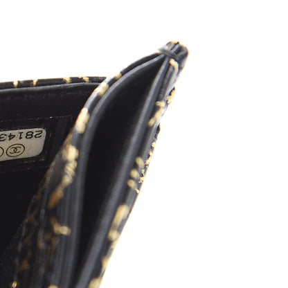 Chanel Calfskin Crocodile Embossed Graffiti 2.55 Cocodile Reissue Card Holder Black Gold 8 of 9