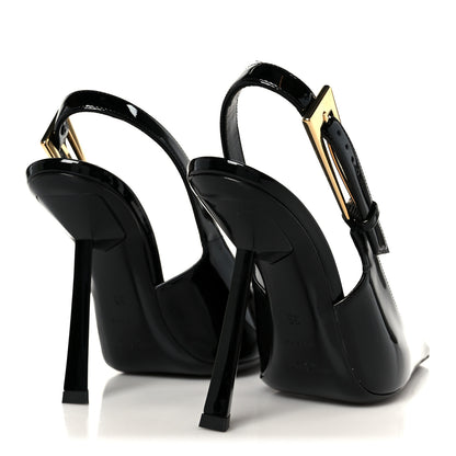 Saint Laurent Glazed Calfskin Lee Slingback Pumps 35 Black 5 of 10