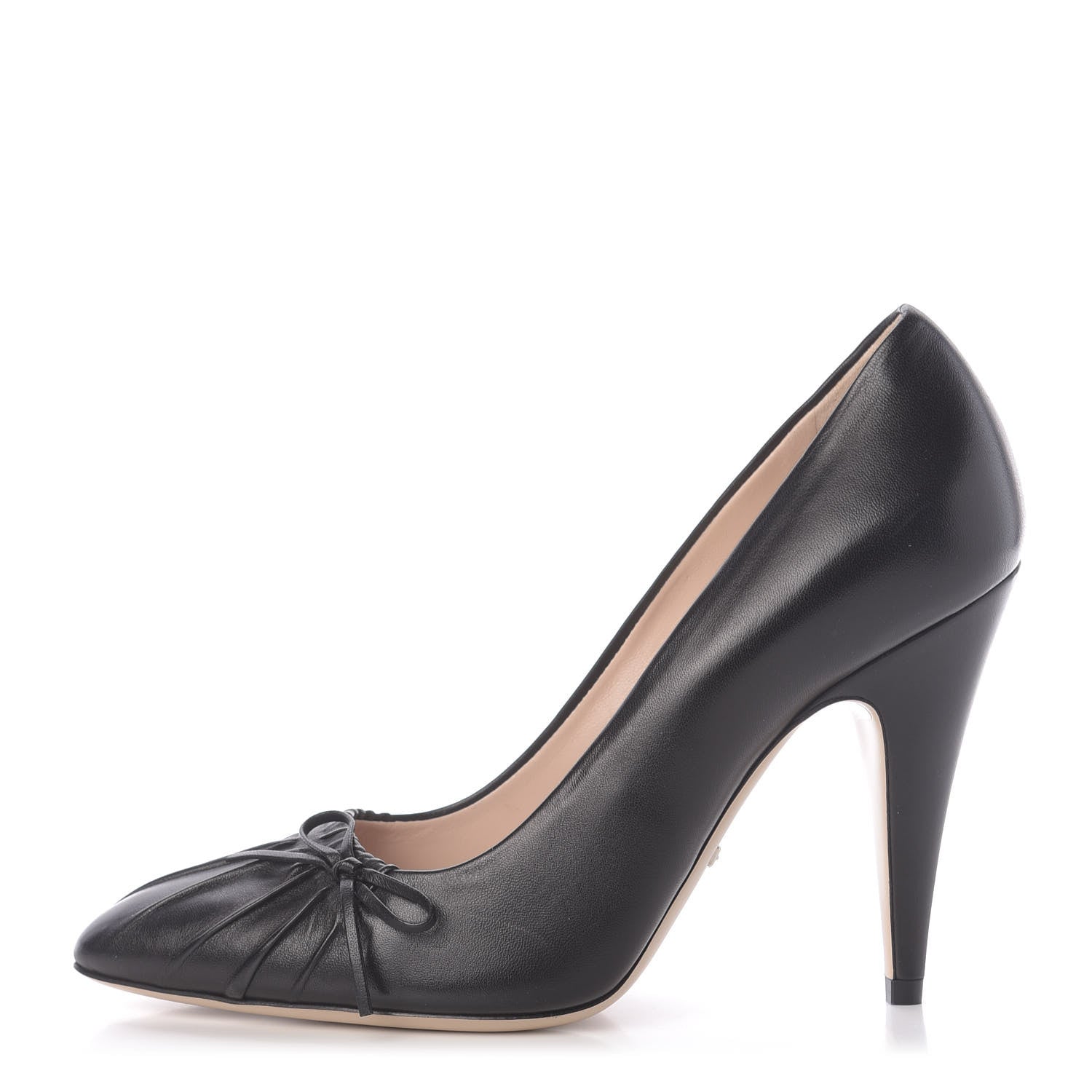 Gucci Nappa Bow High Heel Pumps 37.5 Black 1 of 9
