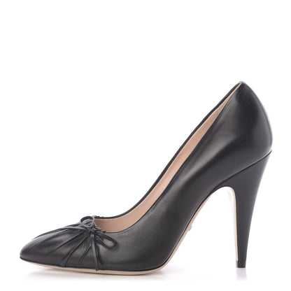 Gucci Nappa Bow High Heel Pumps 37.5 Black 1 of 9