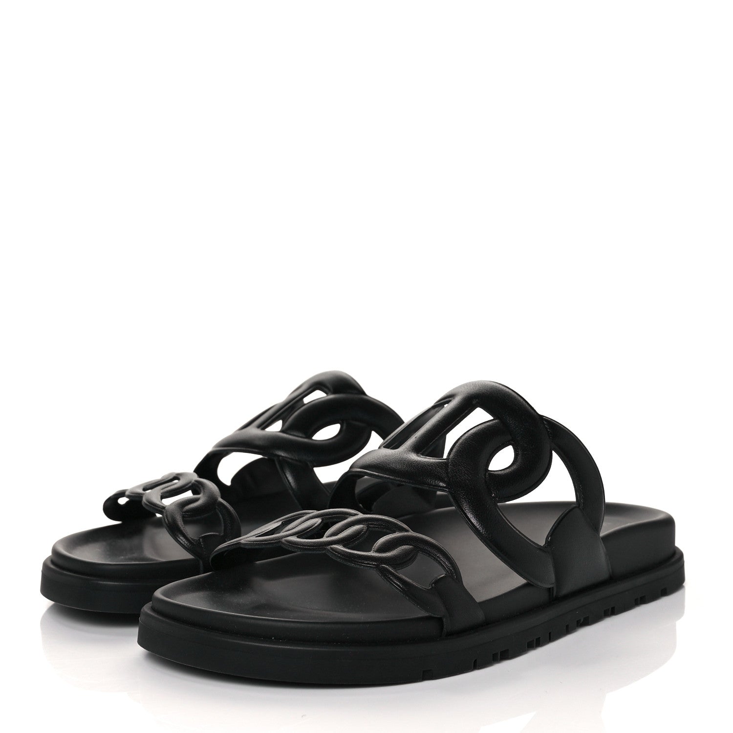 Hermes Nappa Womens Extra Sandals 35.5 Black 3 of 9