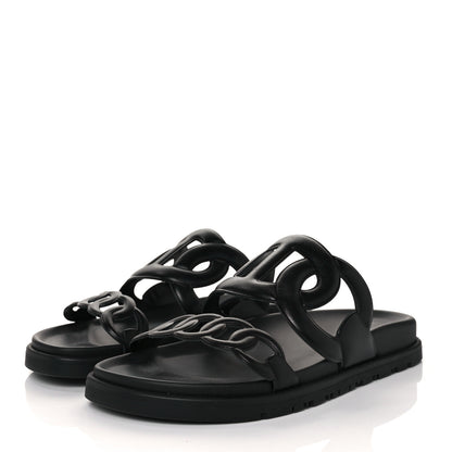 Hermes Nappa Womens Extra Sandals 35.5 Black 3 of 9