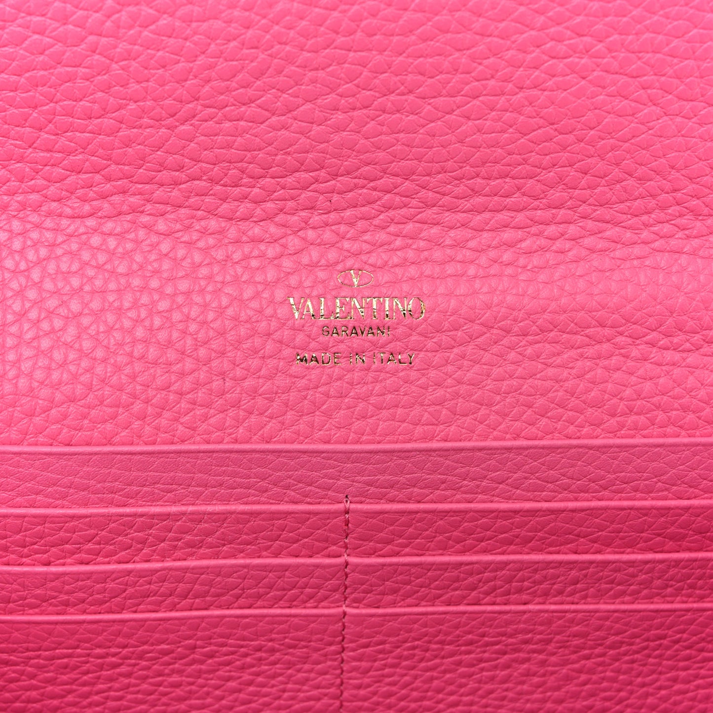 Pebbled Calfskin Rockstud Flip Lock Wallet On Chain Feminine Pink