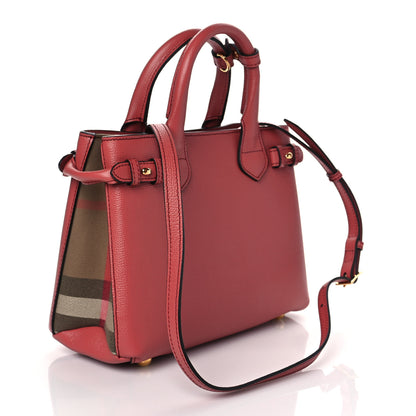 Burberry Grainy Calfskin House Check Small Banner Tote Cinnamon Red 3 of 9