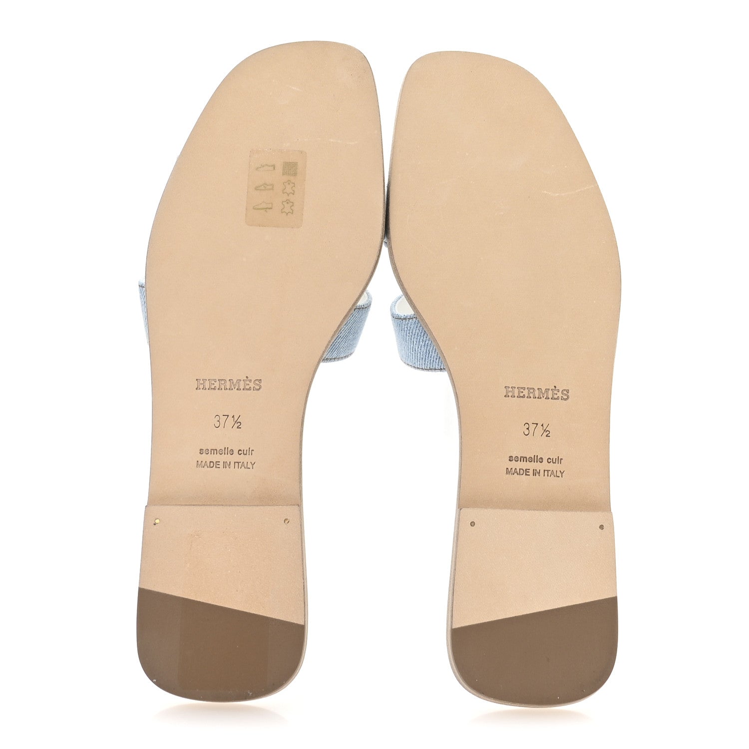 Hermes Denim Canvas Oran Sandals 37.5 Bleu Clair 6 of 9