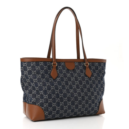 Gucci New Denim GG Monogram Medium Ophidia Shopping Tote Blue Tea Cuir 3 of 10
