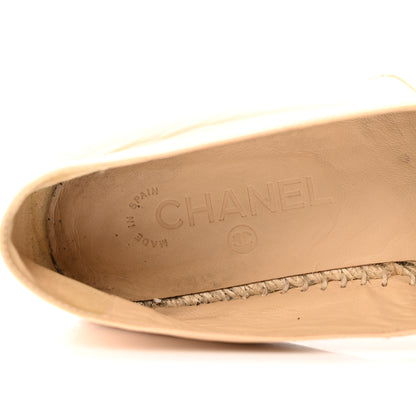 Chanel Lambskin CC Espadrilles 39 Beige Black 7 of 13