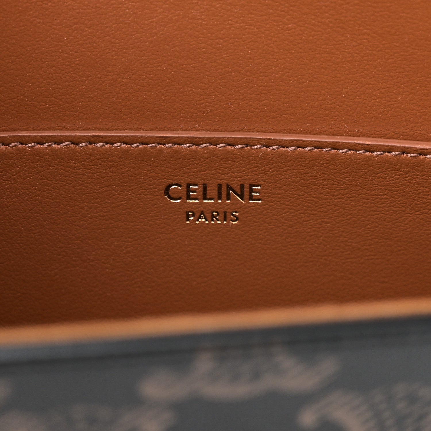 Celine Triomphe Canvas Calfskin Tabou Clutch on Strap Tan 6 of 9