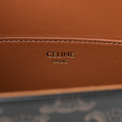 Celine Triomphe Canvas Calfskin Tabou Clutch on Strap Tan 6 of 9