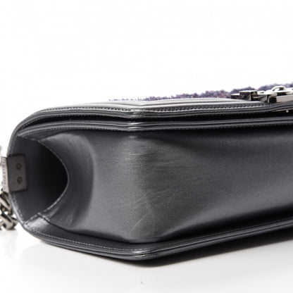 Chanel Tweed Metallic Lambskin Medium Boy Flap Silver 6 of 14