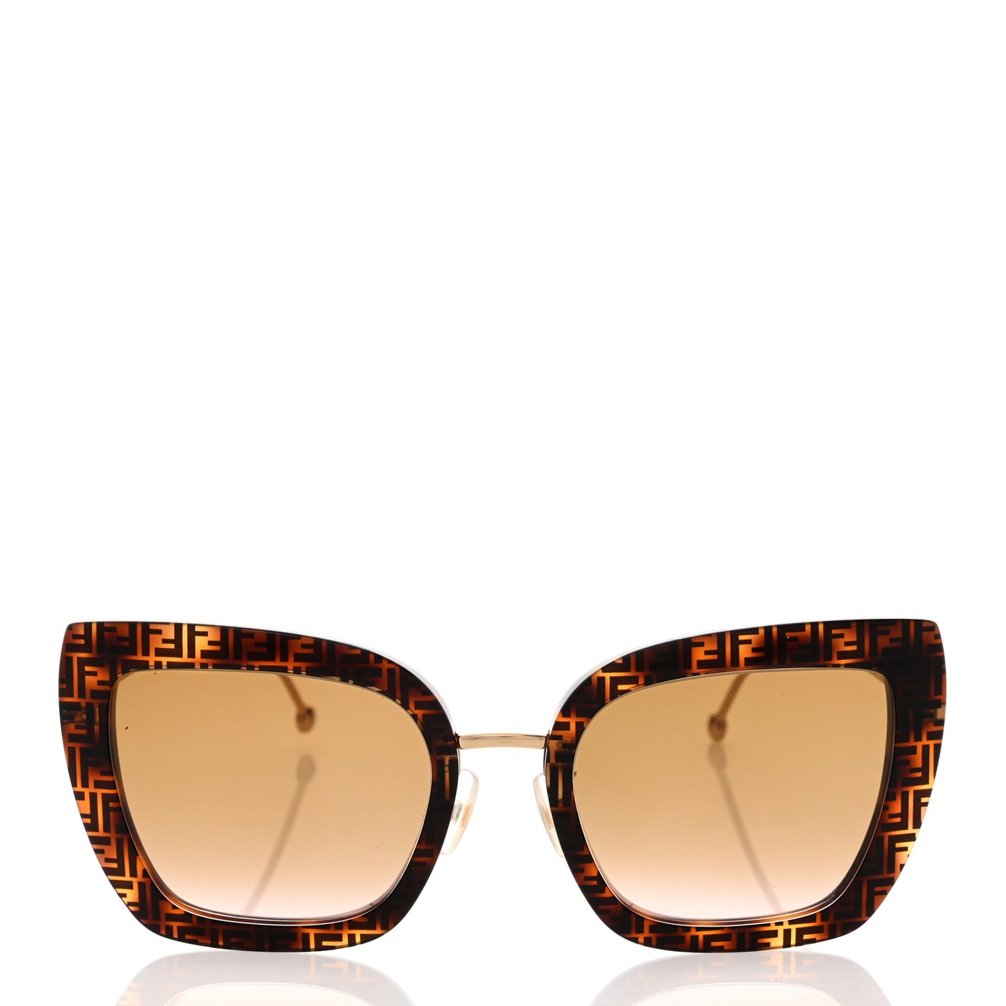 Acetate Metal F is Fendi FF Square Cat Eye Sunglasses FF 0424/F/S Havana