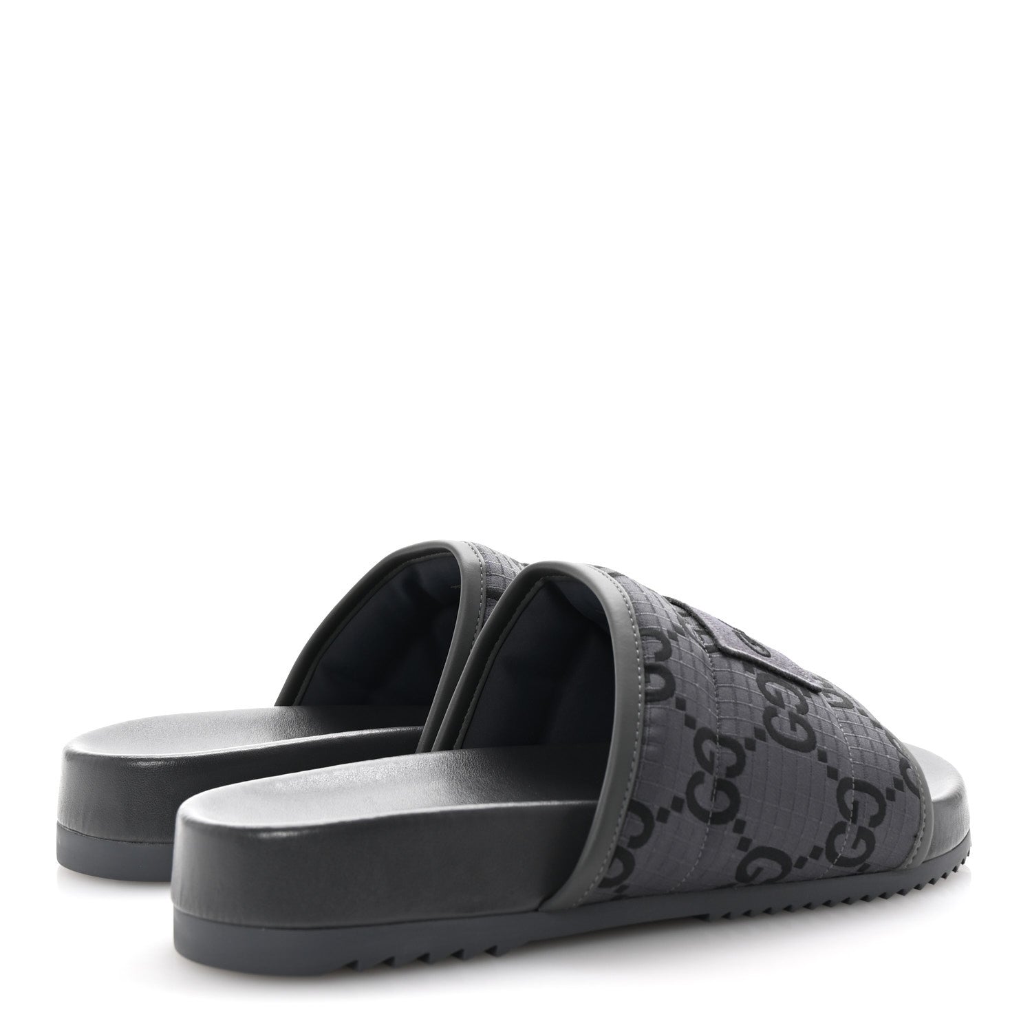 Gucci Monogram Ripstop Demetra Mens Slide Sandals 8 Grey Black 5 of 10