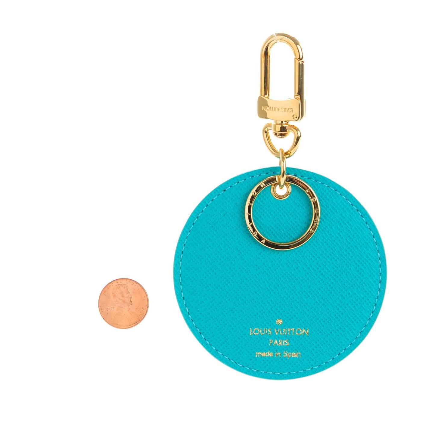 Monogram Illustre V Bag Charm Key Ring Turquoise