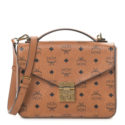 MCM Visetos Medium Patricia Satchel Cognac 1 of 11