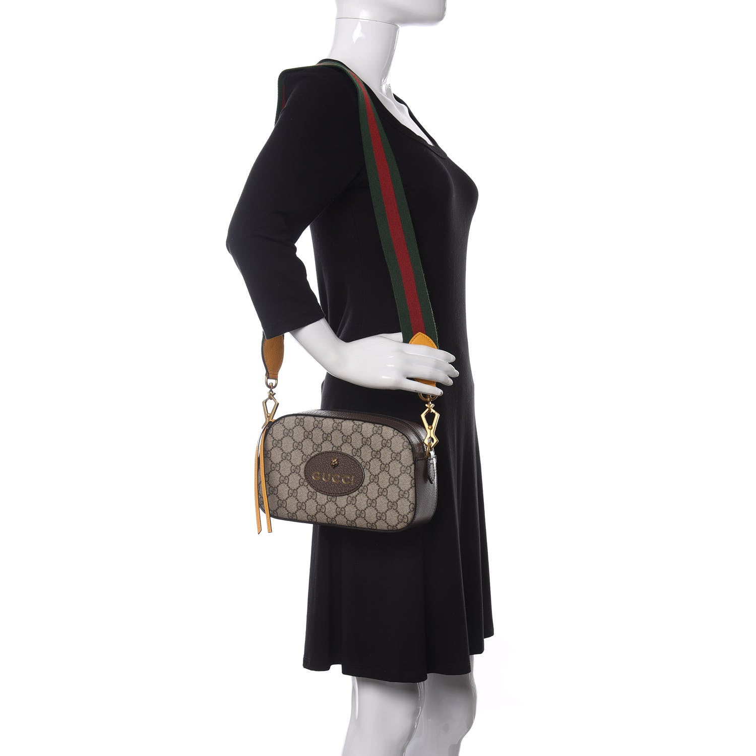 Gucci GG Supreme Monogram Web Neo Vintage Shoulder Bag Beige New Acero Crop 2 of 11