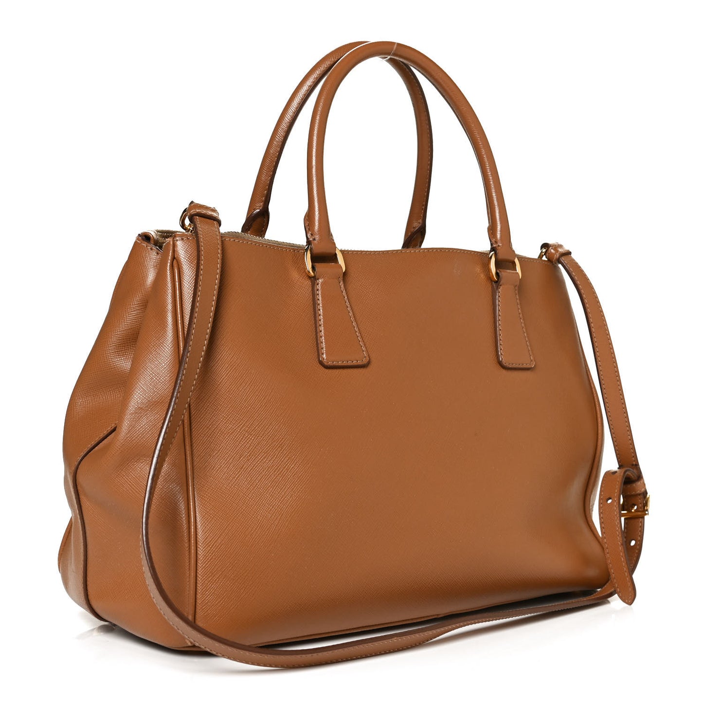 Saffiano Medium Galleria Double Zip Tote Caramel