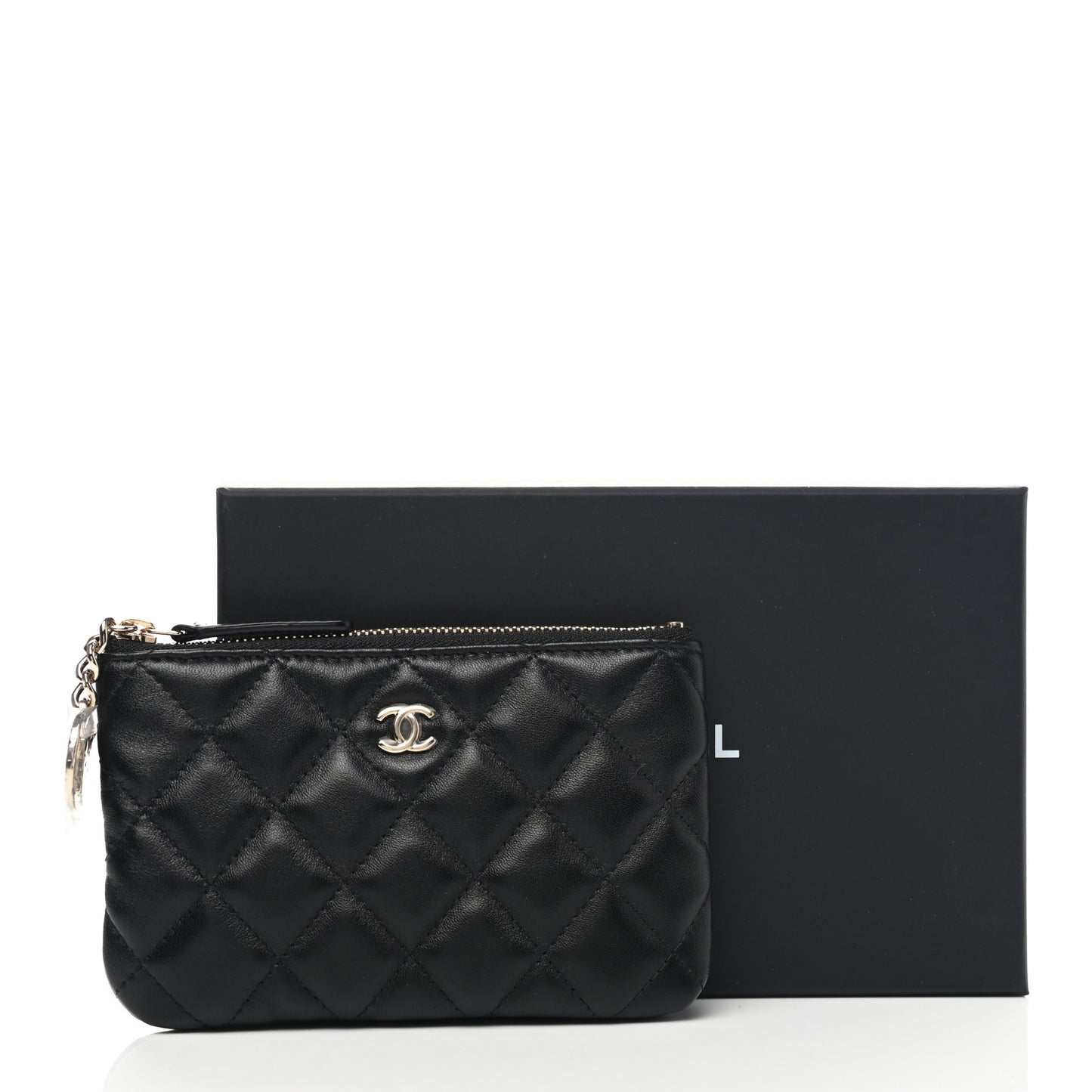 Lambskin Quilted Small No. 5 Cosmetic Case Black