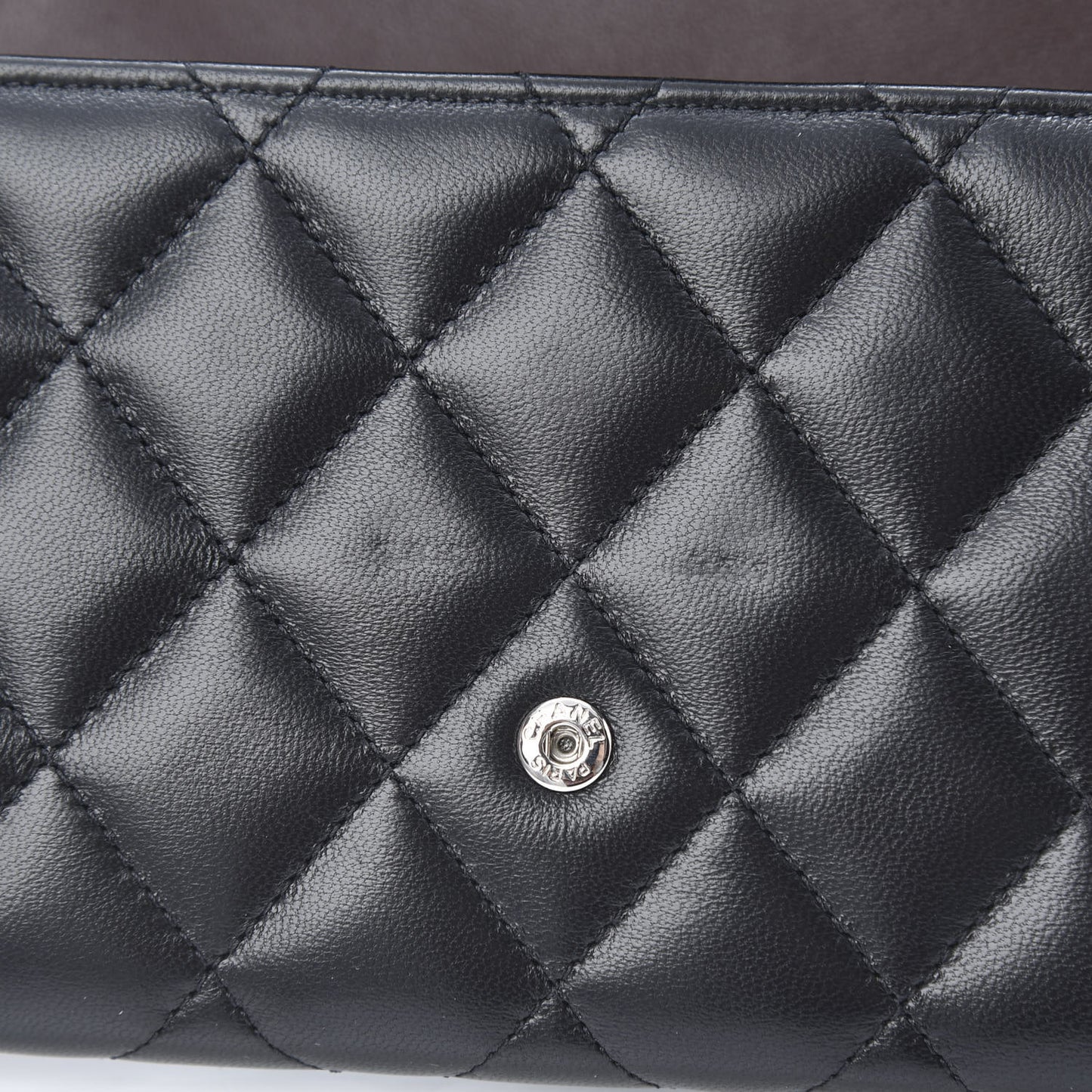 Lambskin Quilted Large Flap Wallet Black
