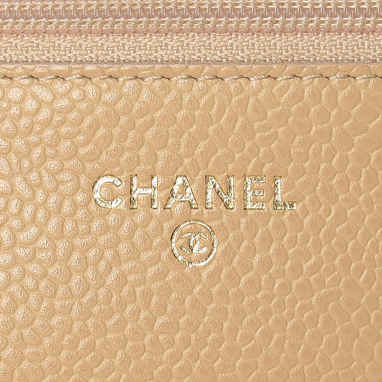 Caviar Quilted Wallet On Chain WOC Beige Clair