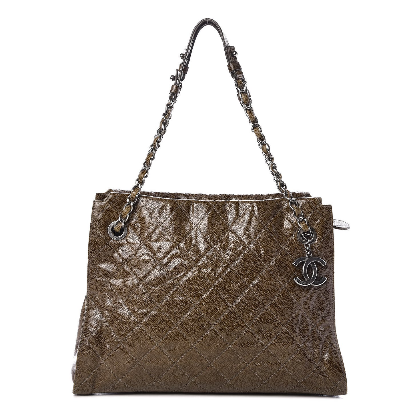 Glazed Caviar Quilted Tote Brown