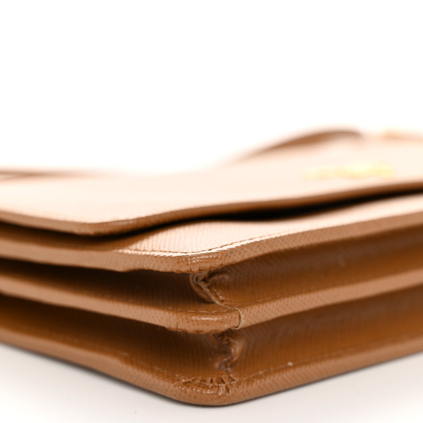 Saffiano Metal Flap Wallet With Strap Caramel