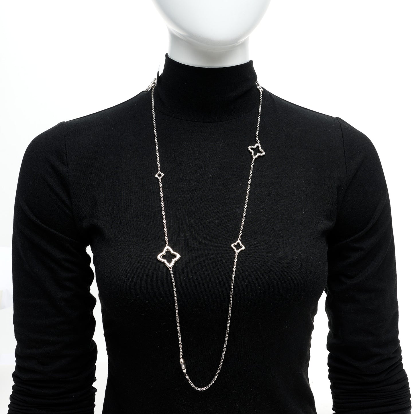 Sterling Silver 25mm Quatrefoil Chain Necklace