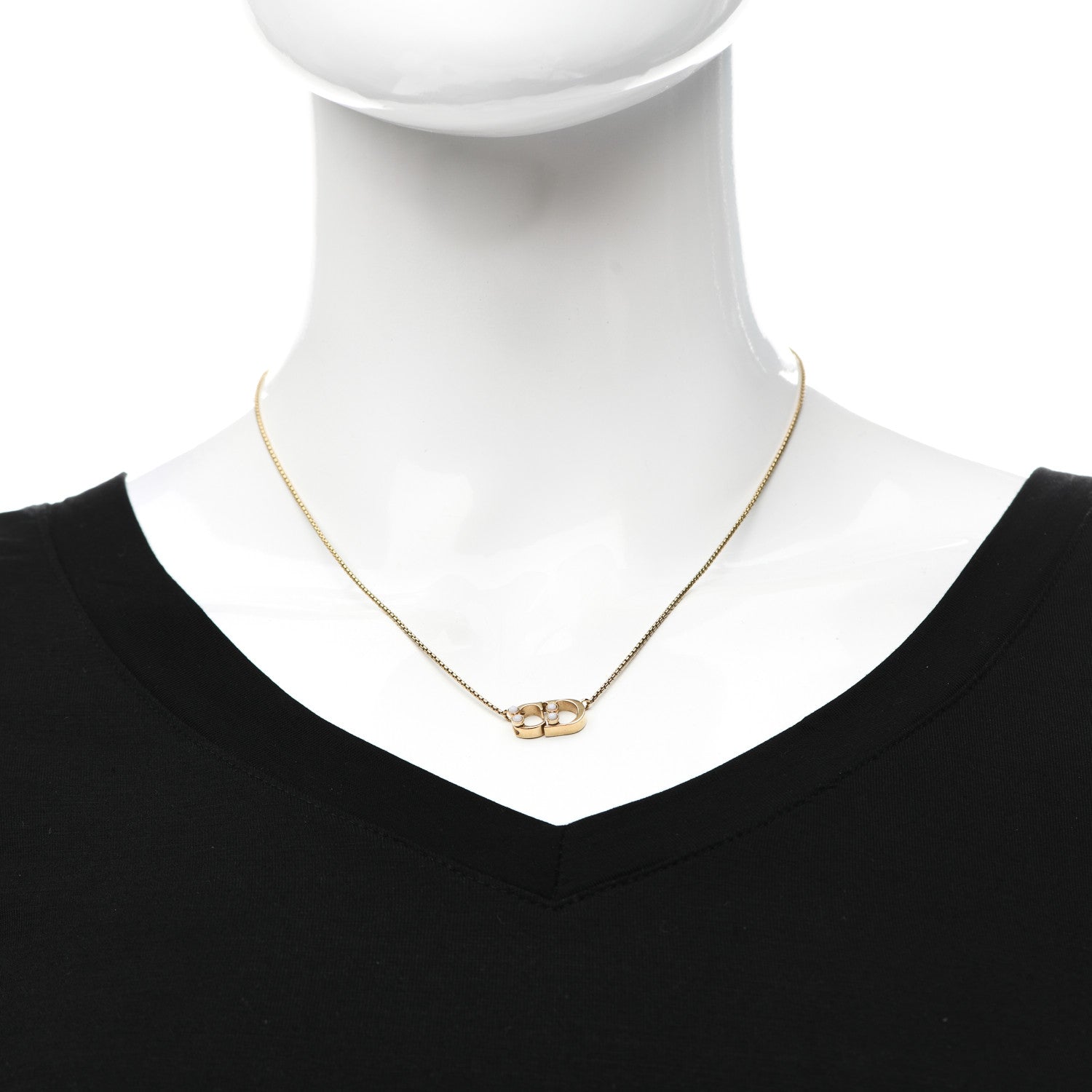Christian Dior Pearl CD Necklace Gold 2 of 4