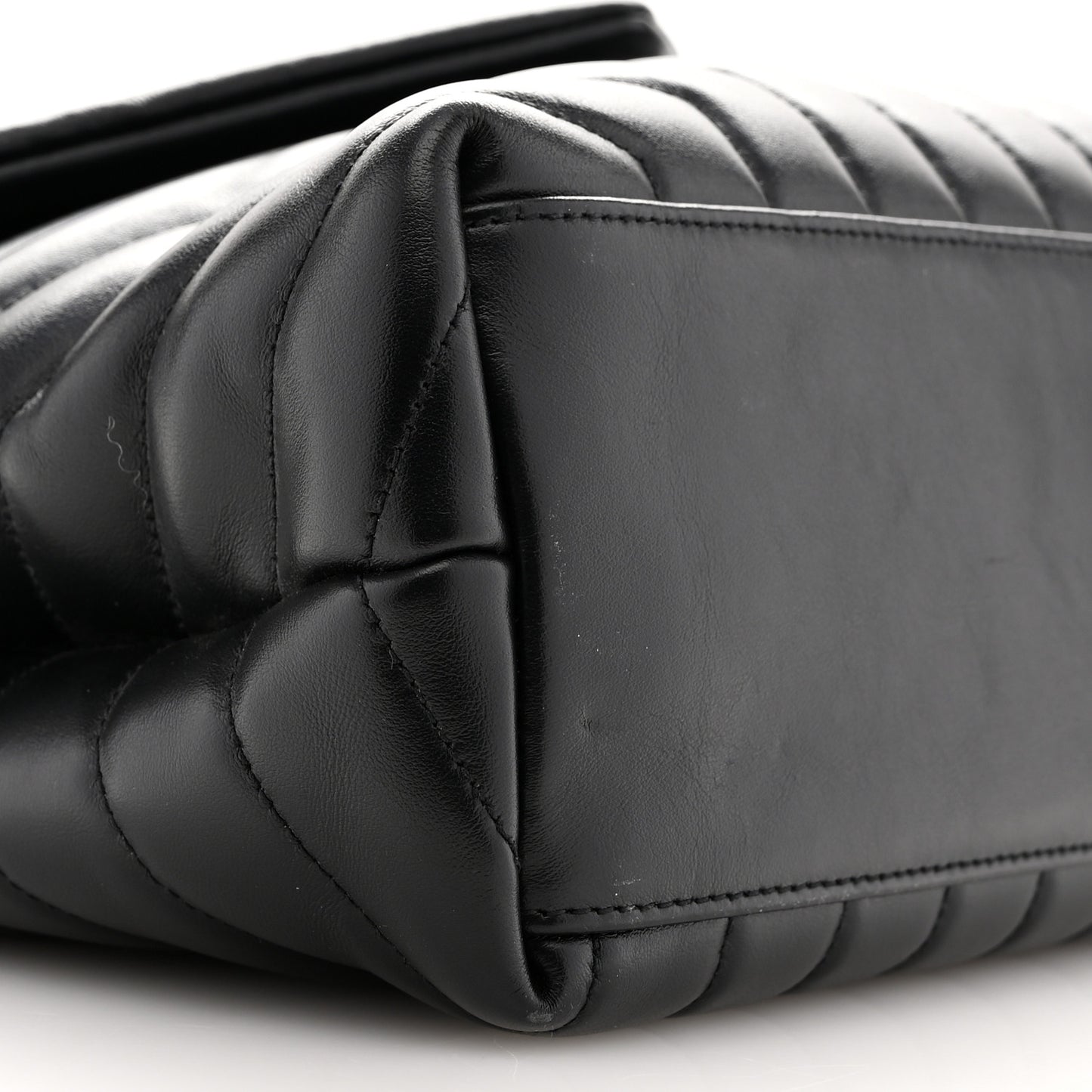 Calfskin Y Quilted Monogram Monochrome Medium Loulou Chain Satchel Black