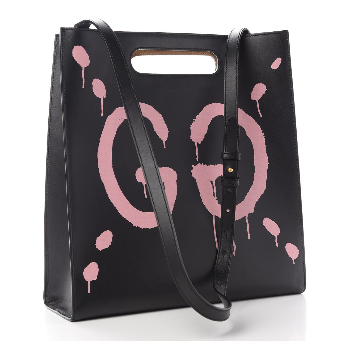Calfskin GucciGhost Real Medium XL Tote Black Pink