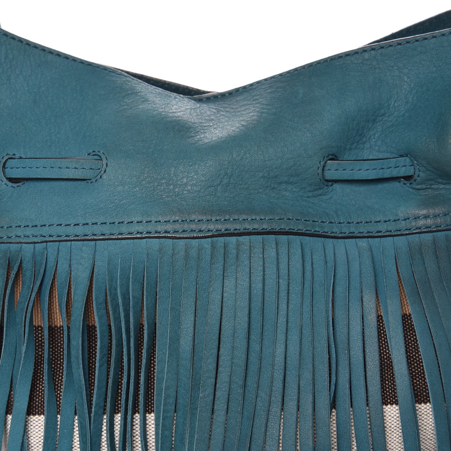 Suede Fringe Small Belgrove Bucket Bag Dark Teal