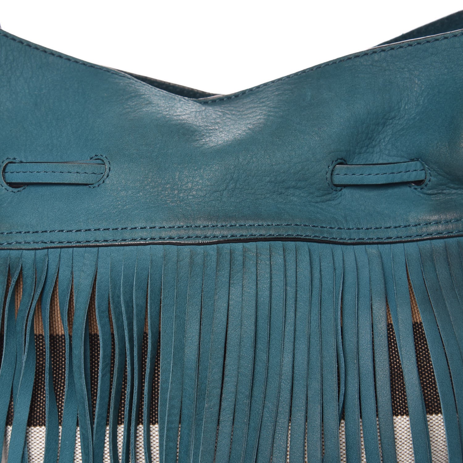 Burberry Suede Fringe Small Belgrove Bucket Bag Dark Teal 9 of 11