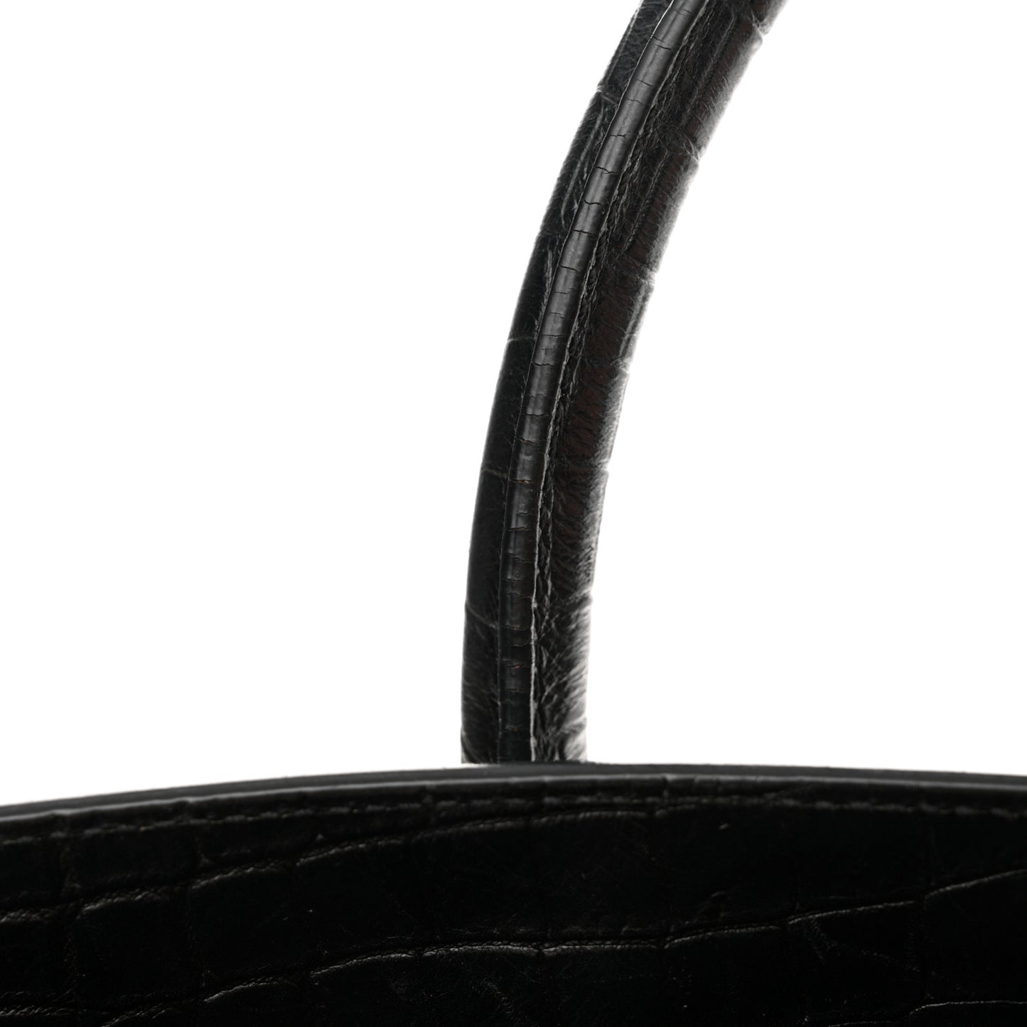 Calfskin Crocodile Embossed Small Supple Sac de Jour Black