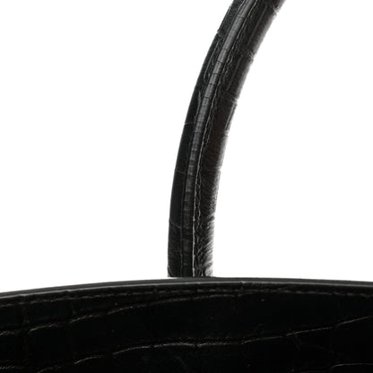 Saint Laurent Calfskin Crocodile Embossed Small Supple Sac de Jour Black 17 of 21