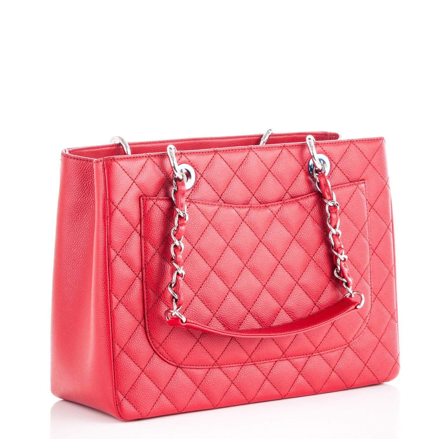 Chanel Caviar Quilted Grand Shopping Tote GST Red 3 of 7