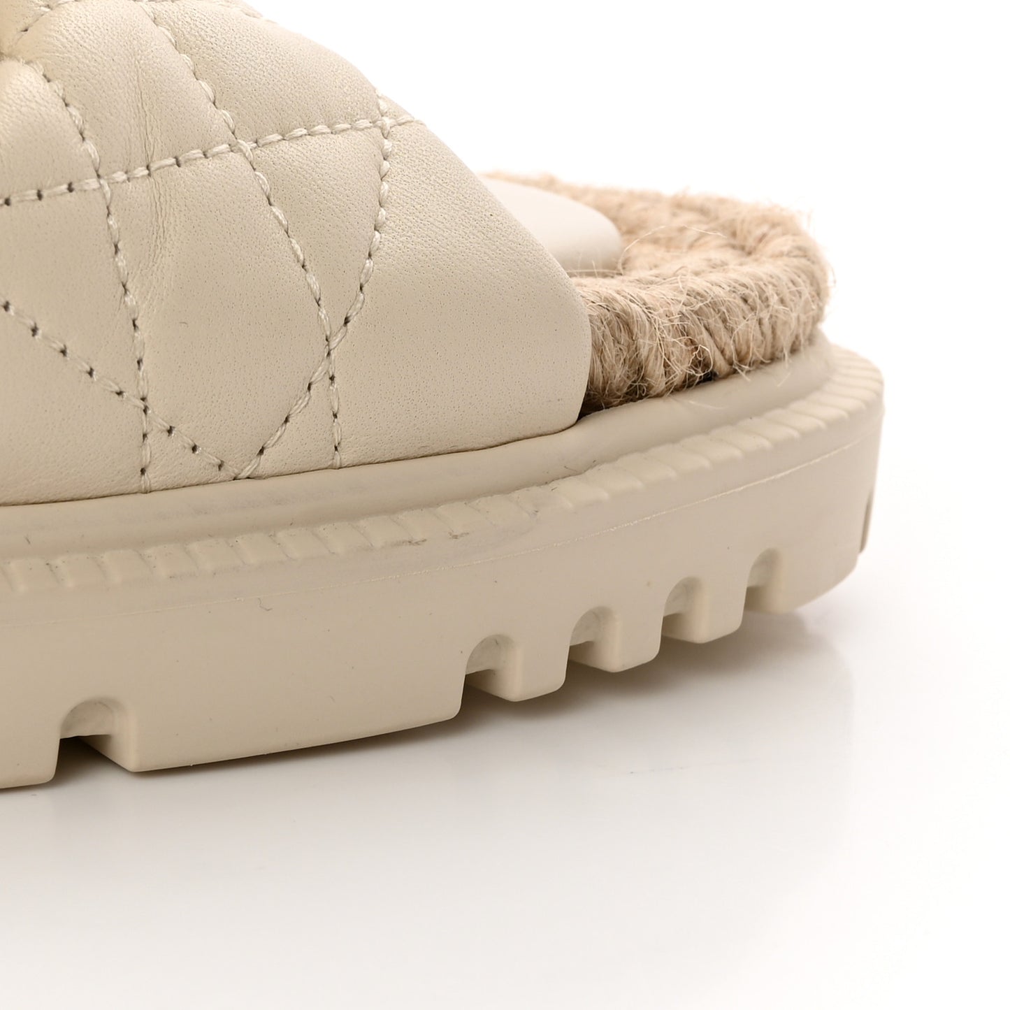 Calfskin Cannage Dtwist Espadrille Platform Sandals 38 White