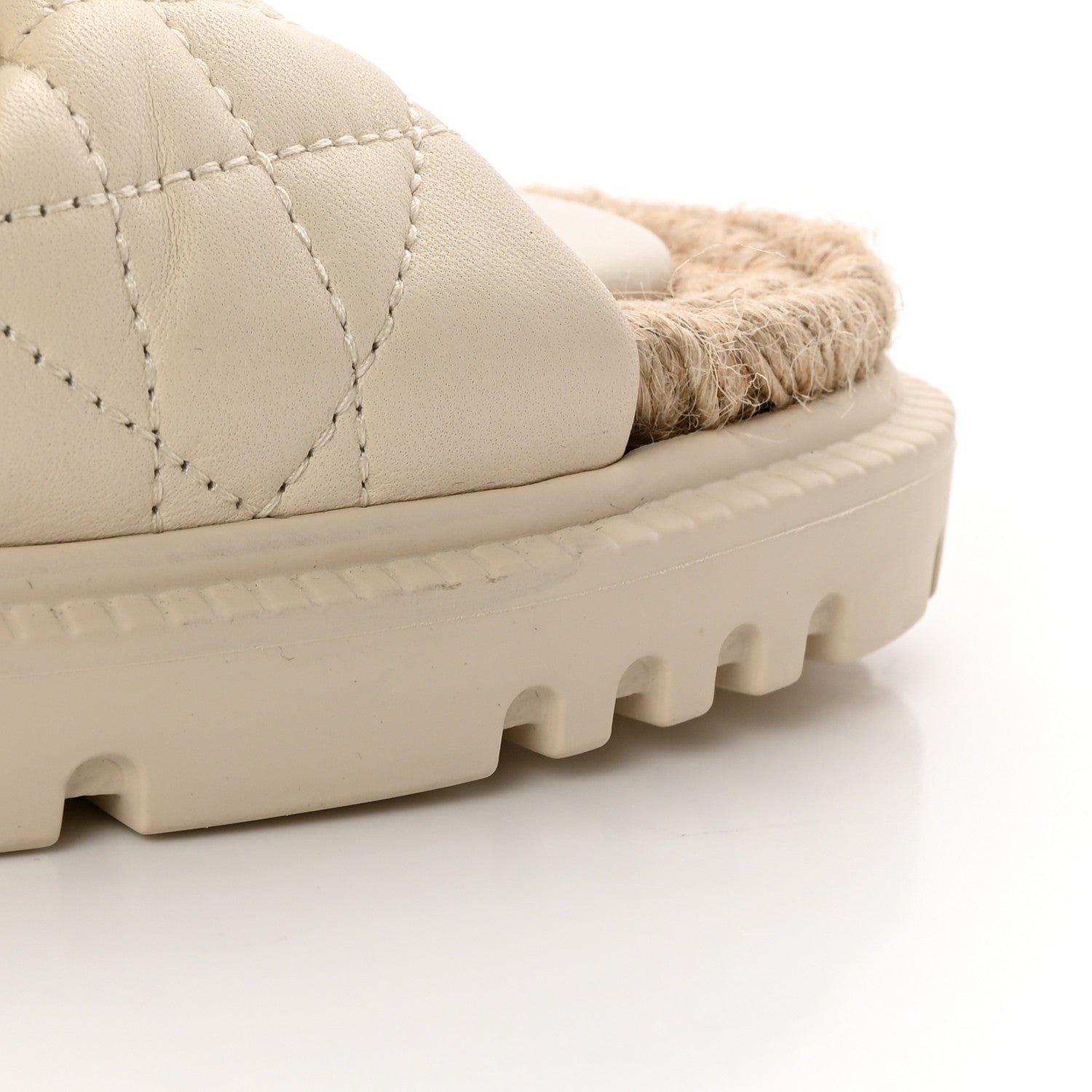 Christian Dior Calfskin Cannage Dtwist Espadrille Platform Sandals 38 White 7 of 11
