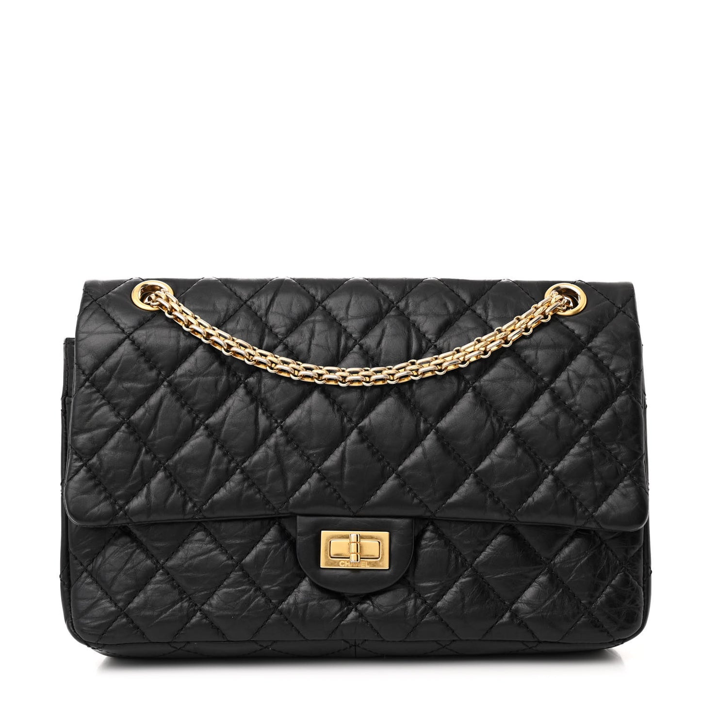 Aged Calfskin Quilted 2.55 Reissue 226 Flap Black
