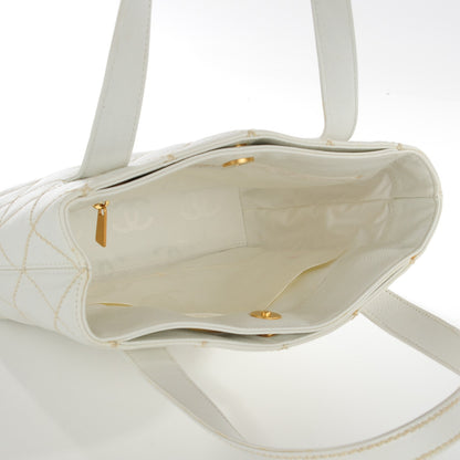 Chanel Calfskin Quilted Surpique Stitch Small Tote White 5 of 7
