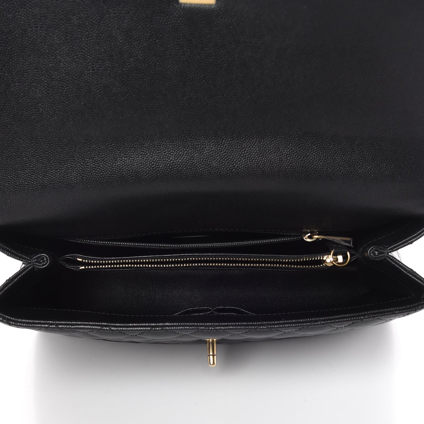 Caviar Lizard Quilted Medium Coco Handle Flap Black
