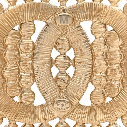 Chanel Large Strass Crystal CC Cuff Bracelet M Black Gold 4 of 5