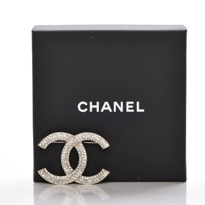 Chanel Crystal Large CC Brooch Gold 4 of 5