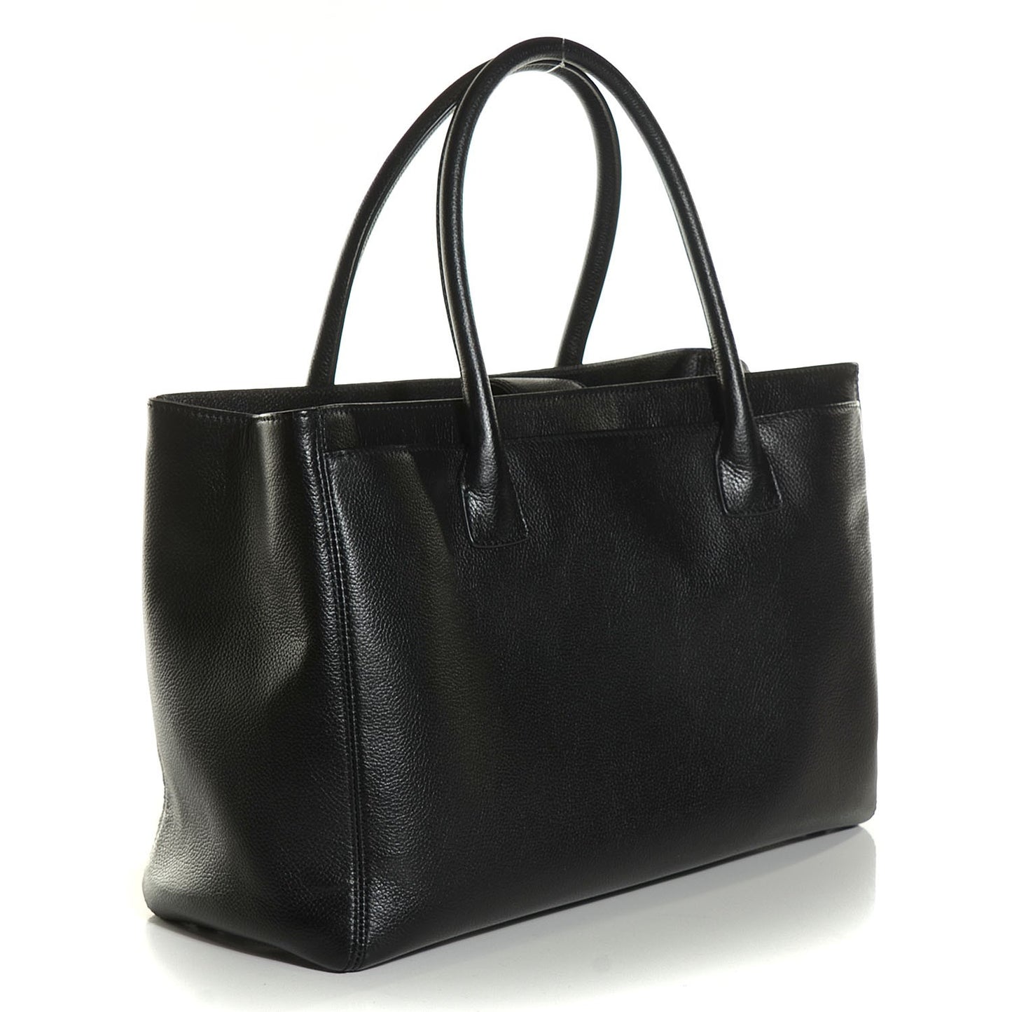 Calfskin Cerf Executive Shopper Tote Black