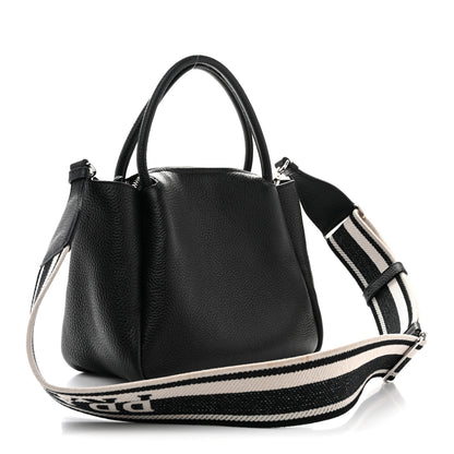 Prada Vitello Daino Soft Mini Zippered Top Handle Bag Black 2 of 10