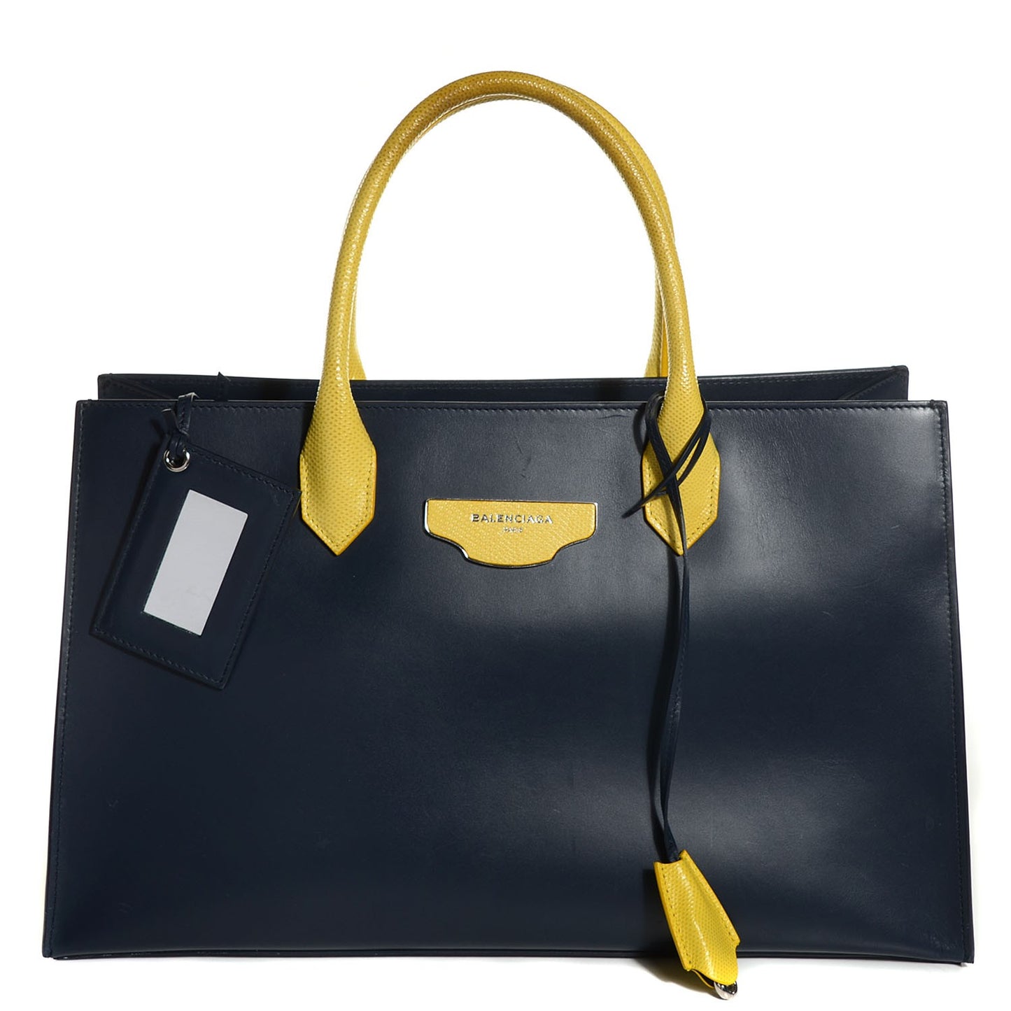 Smooth Calfskin Karung Padlock Nude Work S Tote Bleu Outremer Jaune Citrus