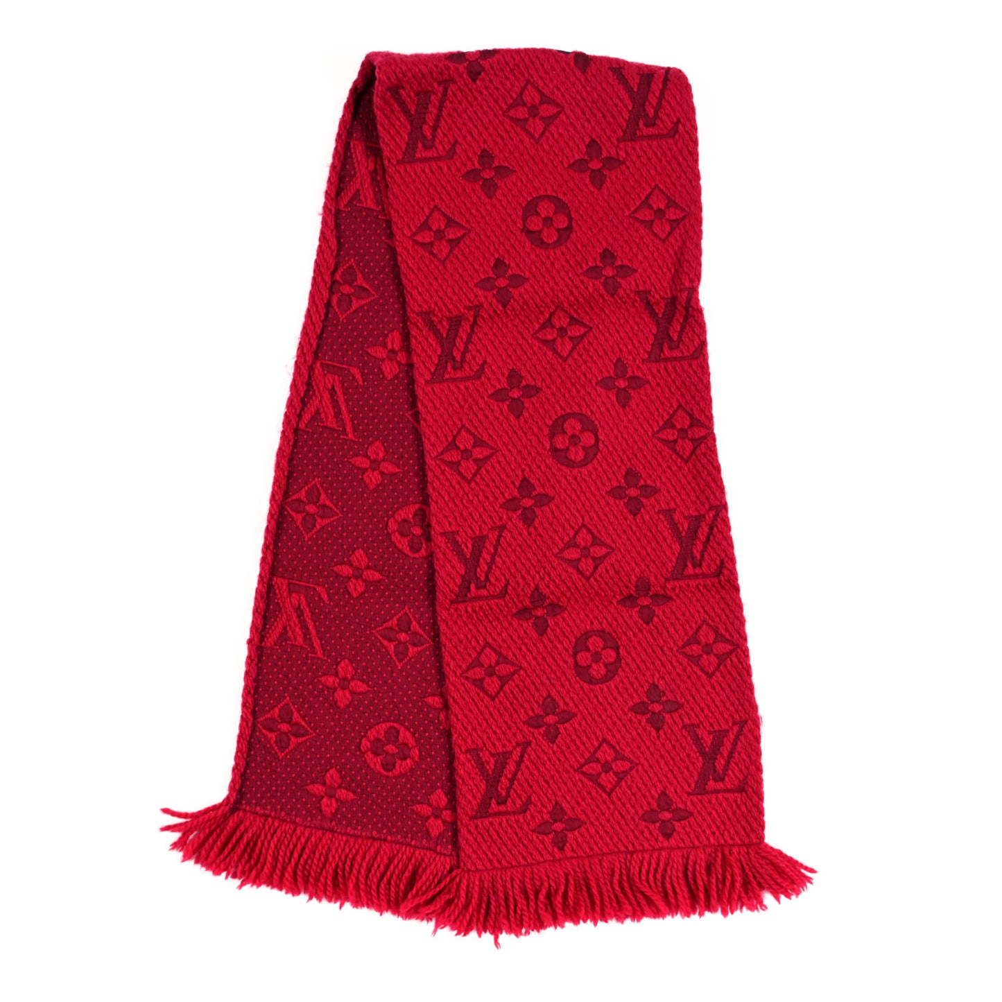Wool Silk Logomania Scarf Rubis