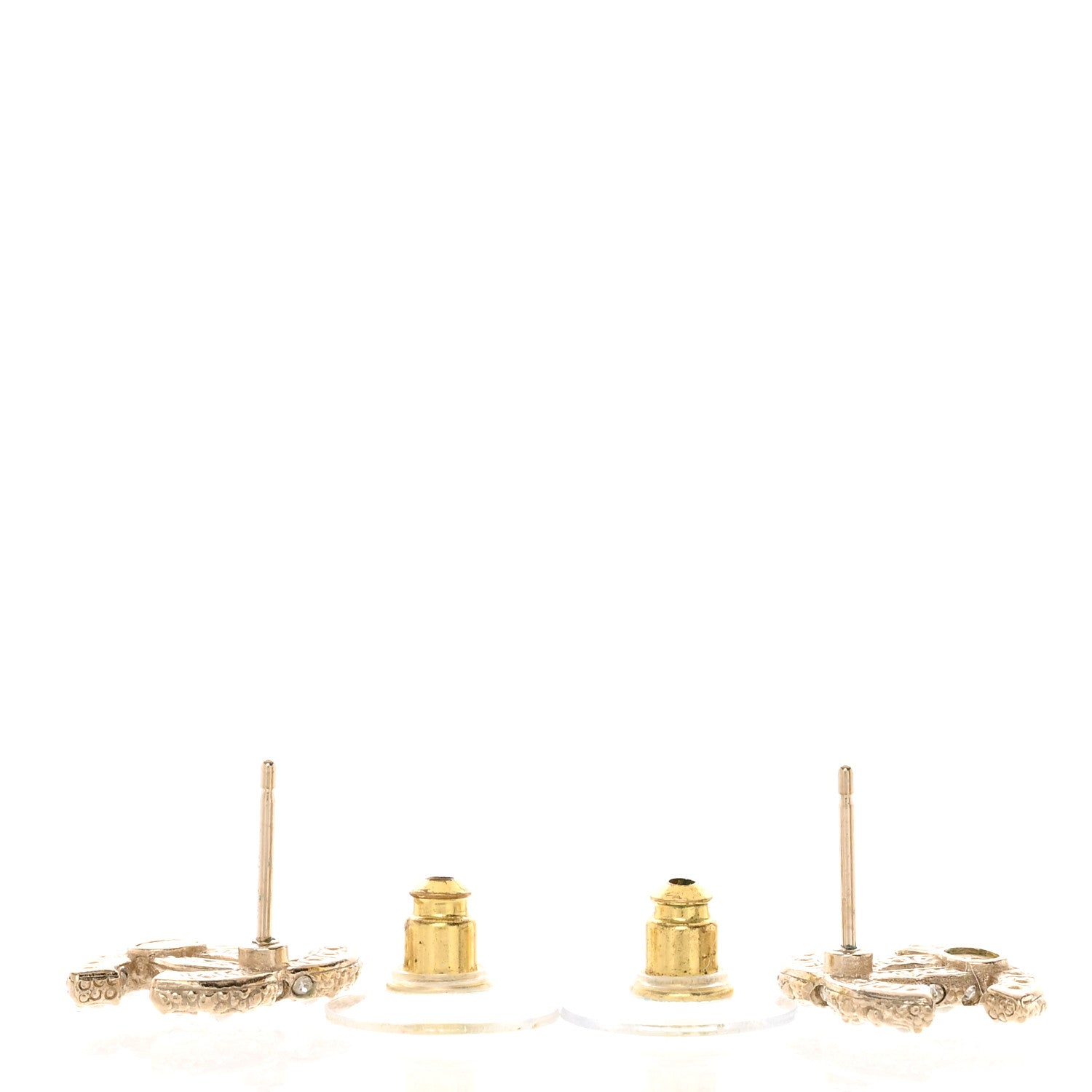 Chanel Pearl Crystal CC Earrings Light Gold 3 of 6