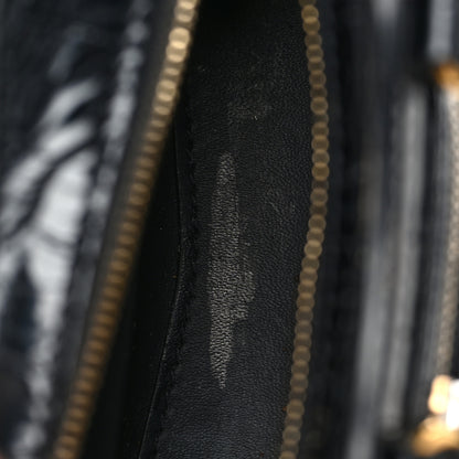 Balenciaga Shiny Supple Calfskin Crocodile Embossed Neo Classic Gold Hardware Super Nano City Crossbody Black 10 of 10